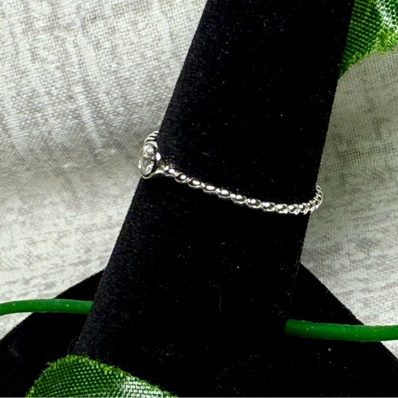 NWT Sterling Silver & Bezel Set Moissanite Solitaire Stackable Ring, Size 6 - Picture 3 of 5